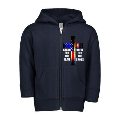 Stand For the Flag Kneel for the Cross USA FLAG Toddler Zip Fleece Hoodie