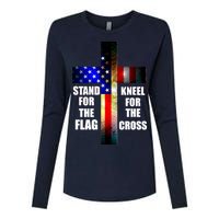 Stand For the Flag Kneel for the Cross USA FLAG Womens Cotton Relaxed Long Sleeve T-Shirt