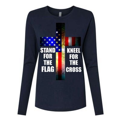 Stand For the Flag Kneel for the Cross USA FLAG Womens Cotton Relaxed Long Sleeve T-Shirt