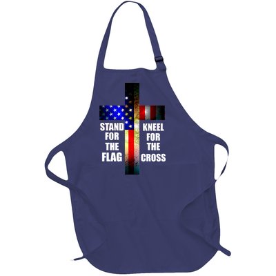 Stand For the Flag Kneel for the Cross USA FLAG Full-Length Apron With Pockets