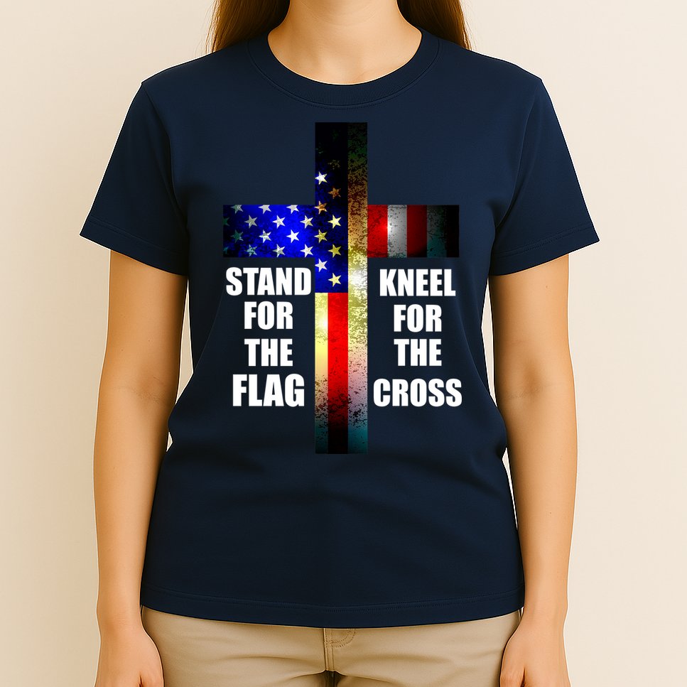 Stand For the Flag Kneel for the Cross USA FLAG T-Shirt