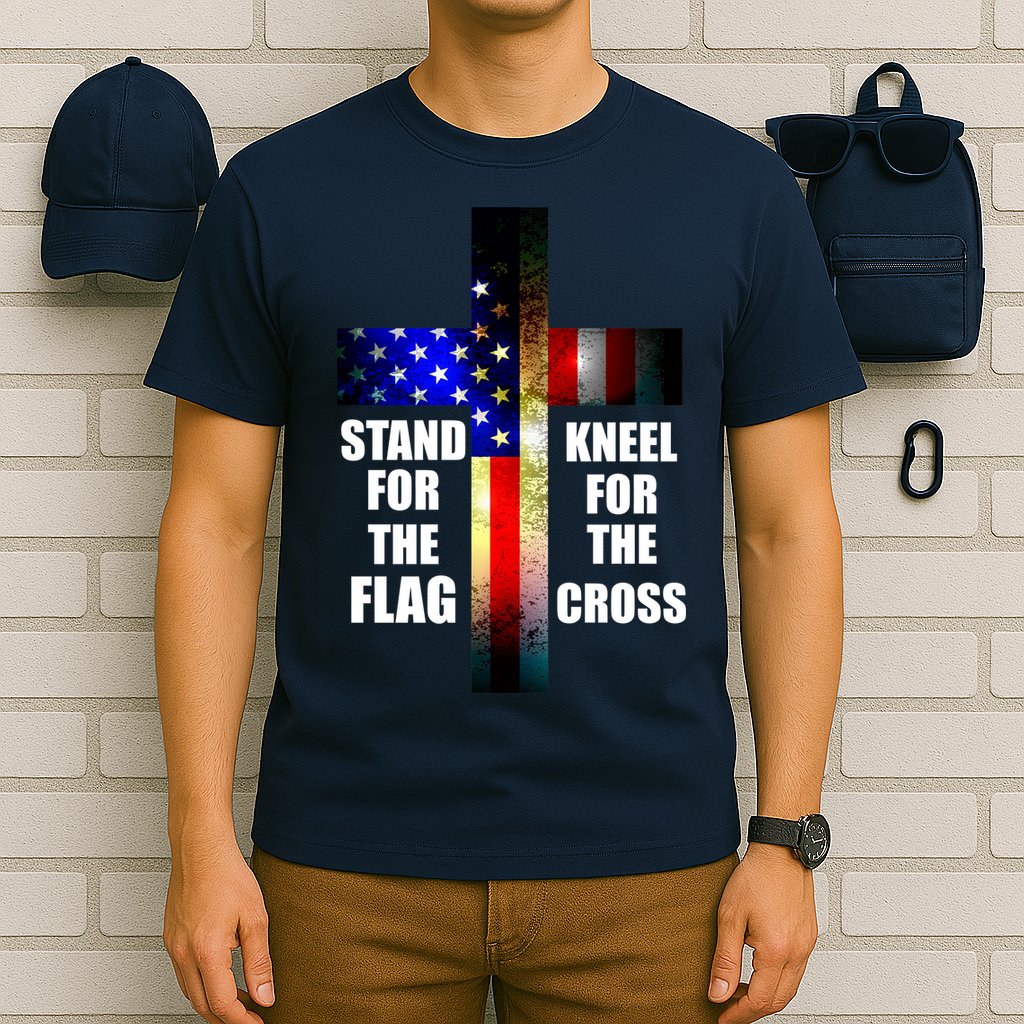 Stand For the Flag Kneel for the Cross USA FLAG T-Shirt
