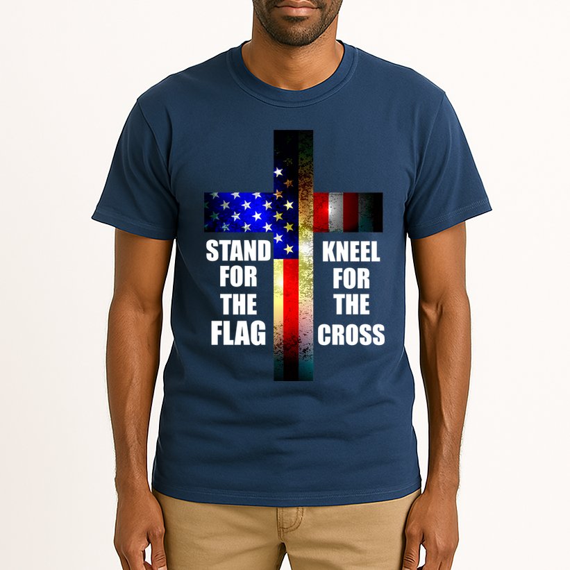 Stand For the Flag Kneel for the Cross USA FLAG Tall T-Shirt