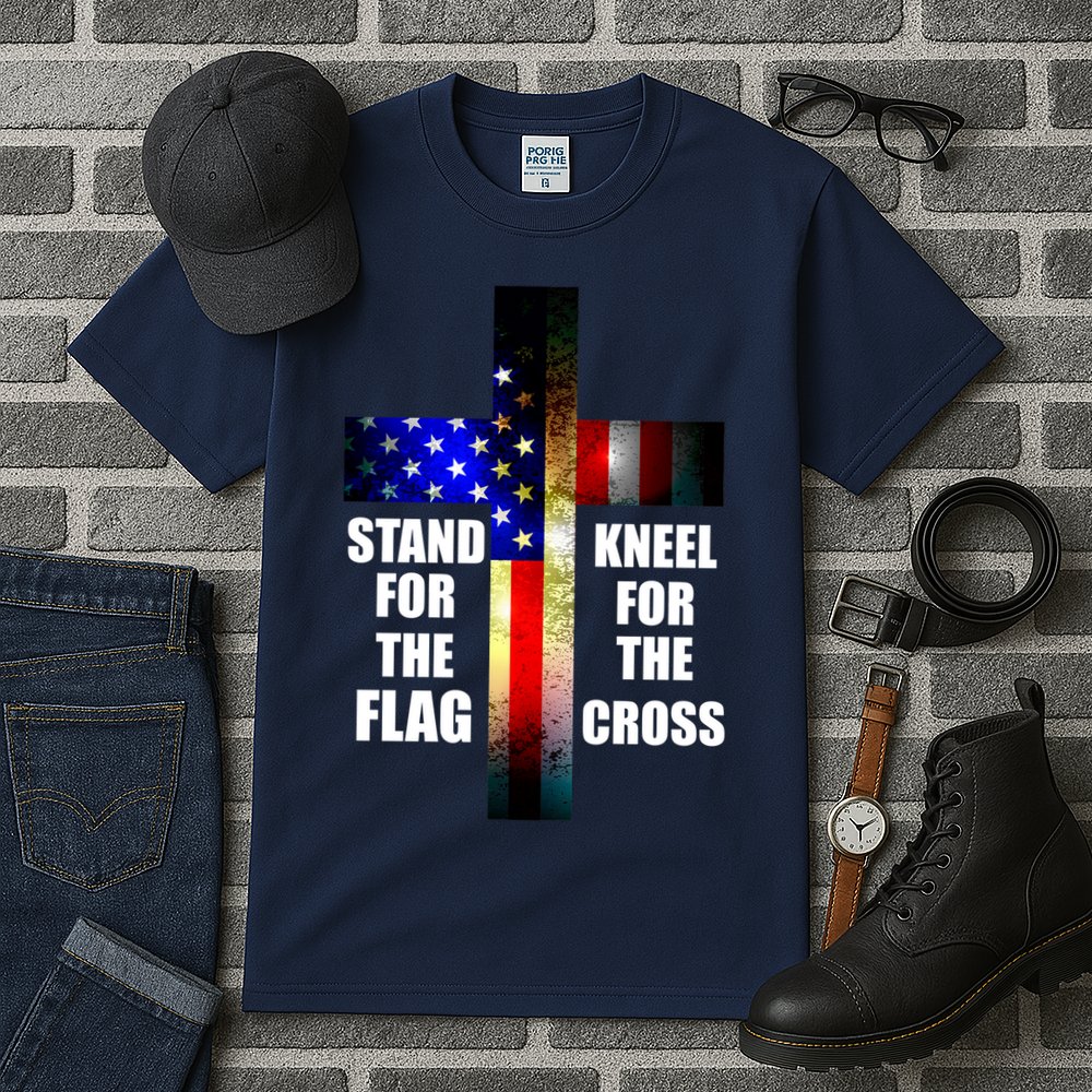 Stand For the Flag Kneel for the Cross USA FLAG Tall T-Shirt