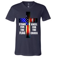 Stand For the Flag Kneel for the Cross USA FLAG V-Neck T-Shirt