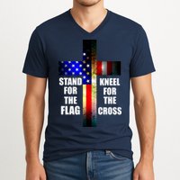 Stand For the Flag Kneel for the Cross USA FLAG V-Neck T-Shirt