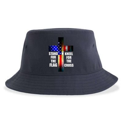 Stand For the Flag Kneel for the Cross USA FLAG Sustainable Bucket Hat