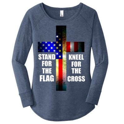 Stand For the Flag Kneel for the Cross USA FLAG Women's Perfect Tri Tunic Long Sleeve Shirt