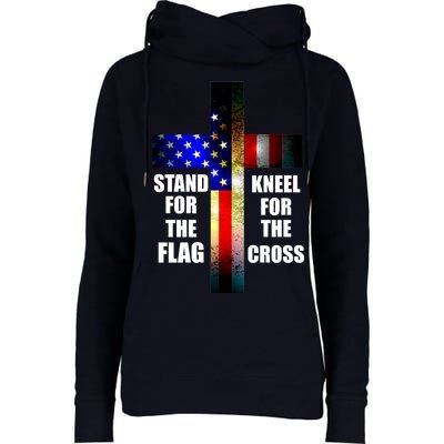 Stand For the Flag Kneel for the Cross USA FLAG Womens Funnel Neck Pullover Hood