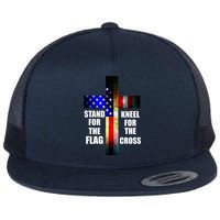 Stand For the Flag Kneel for the Cross USA FLAG Flat Bill Trucker Hat