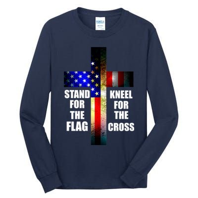 Stand For the Flag Kneel for the Cross USA FLAG Tall Long Sleeve T-Shirt