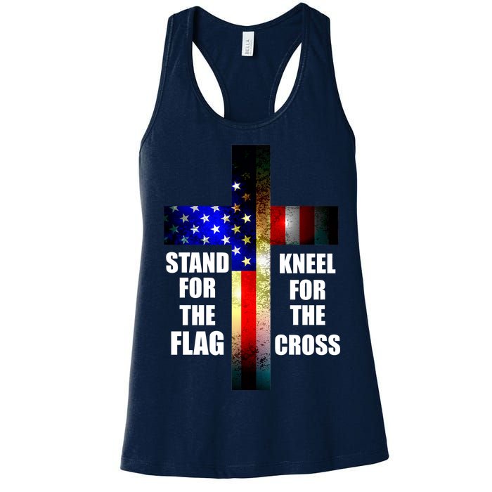 Stand For the Flag Kneel for the Cross USA FLAG Women's Racerback Tank