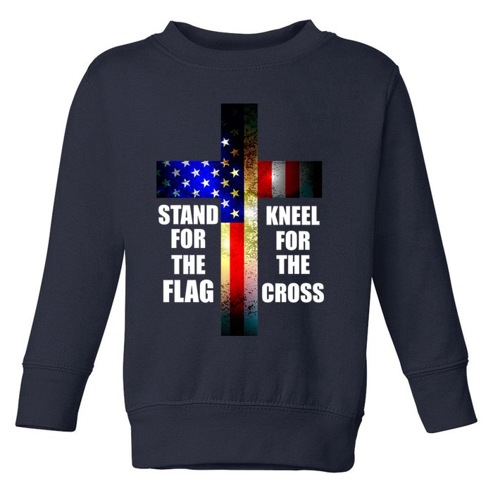 Stand For the Flag Kneel for the Cross USA FLAG Toddler Sweatshirt