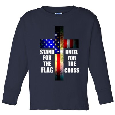 Stand For the Flag Kneel for the Cross USA FLAG Toddler Long Sleeve Shirt