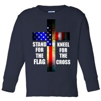 Stand For the Flag Kneel for the Cross USA FLAG Toddler Long Sleeve Shirt