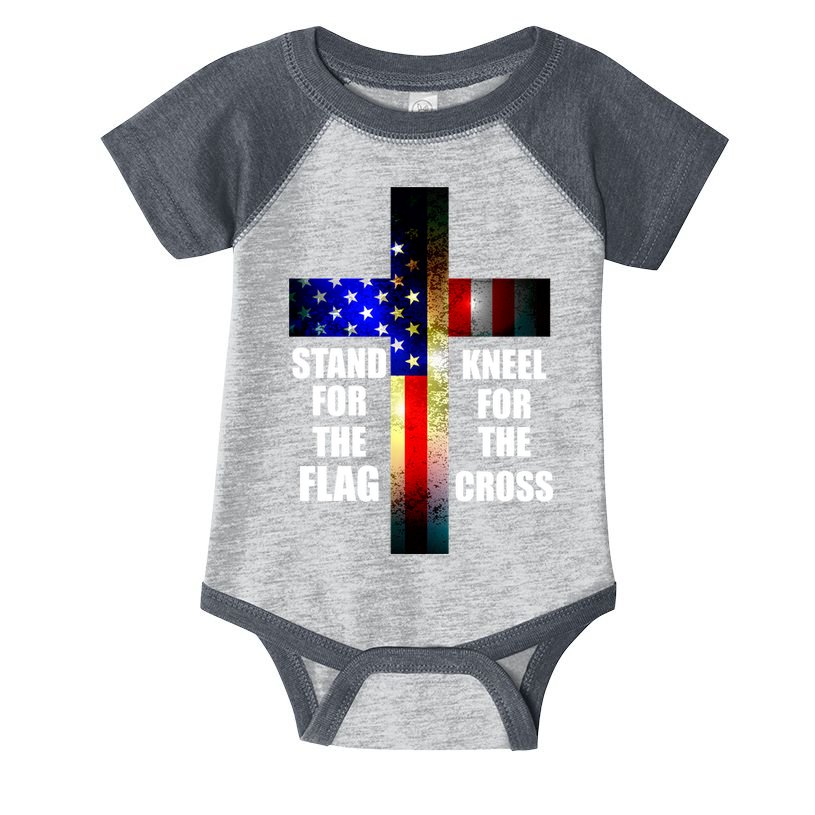 Stand For the Flag Kneel for the Cross USA FLAG Infant Baby Jersey Bodysuit