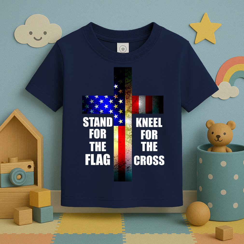 Stand For the Flag Kneel for the Cross USA FLAG Toddler T-Shirt