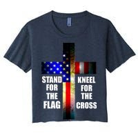 Stand For the Flag Kneel for the Cross USA FLAG Women's Crop Top Tee