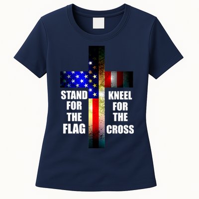Stand For the Flag Kneel for the Cross USA FLAG Womens T-Shirt
