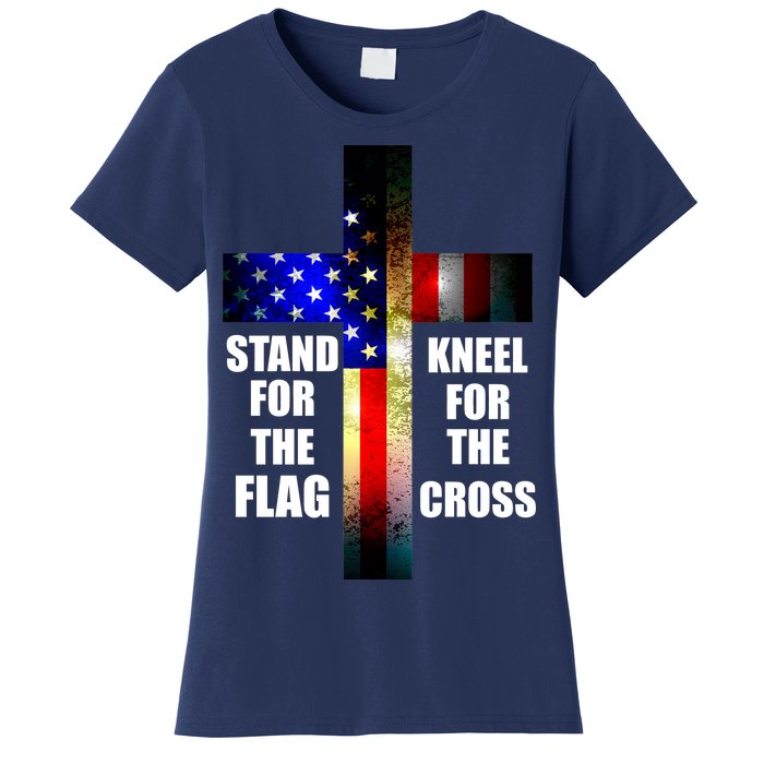 Stand For the Flag Kneel for the Cross USA FLAG Women's T-Shirt