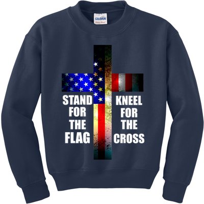 Stand For the Flag Kneel for the Cross USA FLAG Kids Sweatshirt