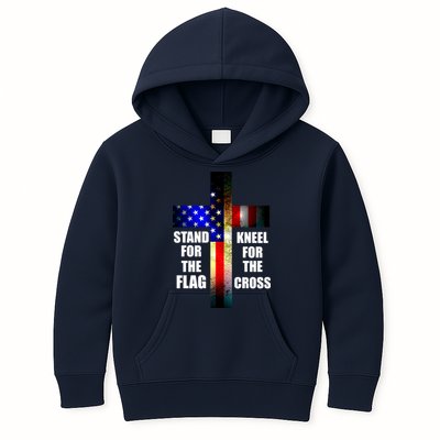 Stand For the Flag Kneel for the Cross USA FLAG Kids Hoodie