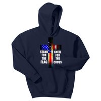 Stand For the Flag Kneel for the Cross USA FLAG Kids Hoodie