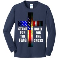 Stand For the Flag Kneel for the Cross USA FLAG Kids Long Sleeve Shirt