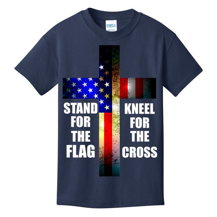 Stand For the Flag Kneel for the Cross USA FLAG Kids T-Shirt