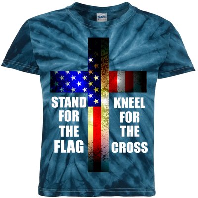 Stand For the Flag Kneel for the Cross USA FLAG Kids Tie-Dye T-Shirt