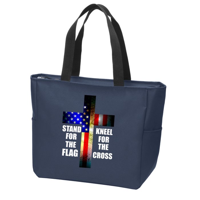 Stand For the Flag Kneel for the Cross USA FLAG Zip Tote Bag
