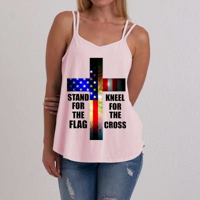 Stand For the Flag Kneel for the Cross USA FLAG Women's Strappy Tank