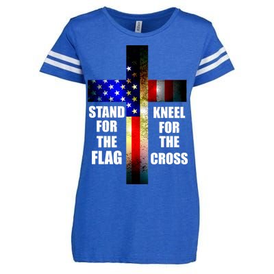 Stand For the Flag Kneel for the Cross USA FLAG Enza Ladies Jersey Football T-Shirt