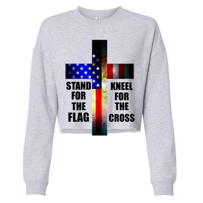 Stand For the Flag Kneel for the Cross USA FLAG Cropped Pullover Crew