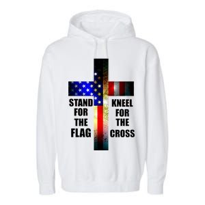 Stand For the Flag Kneel for the Cross USA FLAG Garment-Dyed Fleece Hoodie