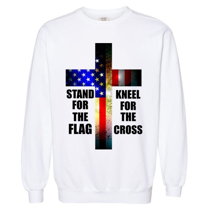 Stand For the Flag Kneel for the Cross USA FLAG Garment-Dyed Sweatshirt