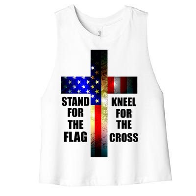 Stand For the Flag Kneel for the Cross USA FLAG Women's Racerback Cropped Tank