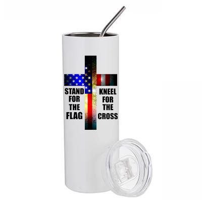 Stand For the Flag Kneel for the Cross USA FLAG Stainless Steel Tumbler