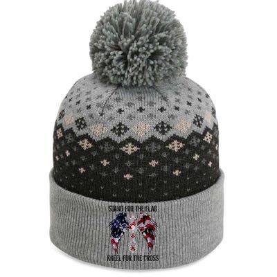 Stand For The Flag Kneel For The Cross USA National Anthem The Baniff Cuffed Pom Beanie