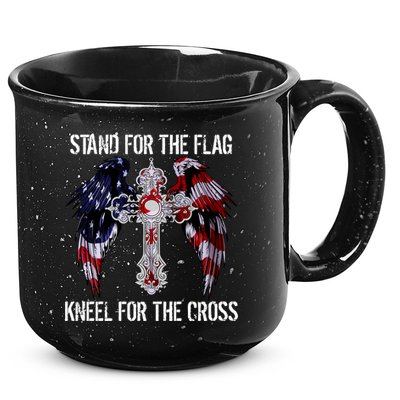 Stand For The Flag Kneel For The Cross USA National Anthem 15oz Campfire Ceramic Mug
