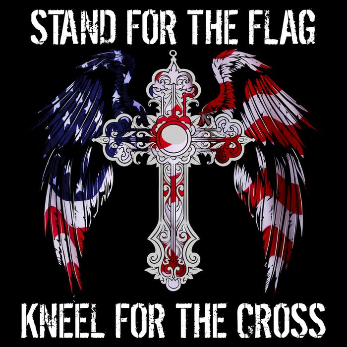 Stand For The Flag Kneel For The Cross USA National Anthem Drawstring Bag