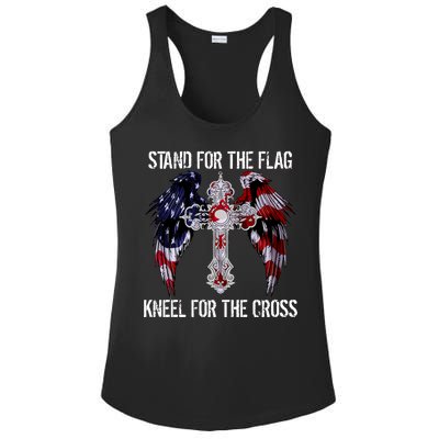 Stand For The Flag Kneel For The Cross USA National Anthem Ladies PosiCharge Competitor Racerback Tank