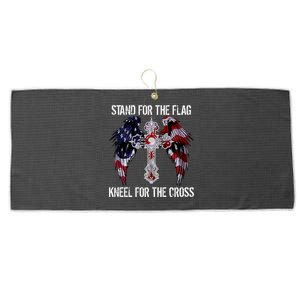 Stand For The Flag Kneel For The Cross USA National Anthem Large Microfiber Waffle Golf Towel