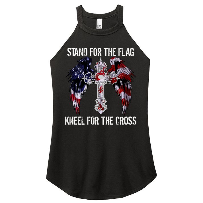 Stand For The Flag Kneel For The Cross USA National Anthem Women's Perfect Tri Rocker Tank