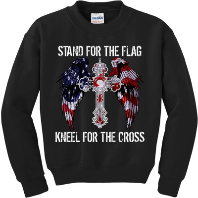 Stand For The Flag Kneel For The Cross USA National Anthem Kids Sweatshirt