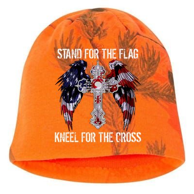 Stand For The Flag Kneel For The Cross USA National Anthem Kati - Camo Knit Beanie