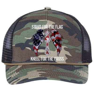 Stand For The Flag Kneel For The Cross USA National Anthem Retro Rope Trucker Hat Cap