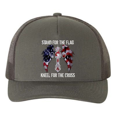 Stand For The Flag Kneel For The Cross USA National Anthem Yupoong Adult 5-Panel Trucker Hat