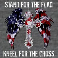 Stand For The Flag Kneel For The Cross USA National Anthem Button