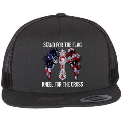 Stand For The Flag Kneel For The Cross USA National Anthem Flat Bill Trucker Hat